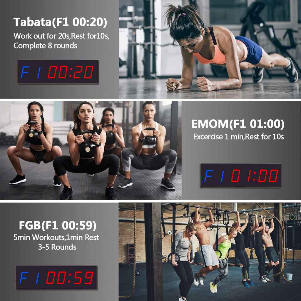 Gym Clock Timer For Home With Remote,Ktzon 1.5'' 1.8'' Metal Led Gym Timer Clock,Crossfit Timer Workout Stopwatch,Tabata Timer C