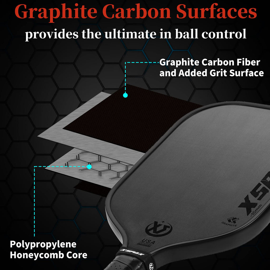 Xs Xspak Carbon Fiber Tournament Pickleball Paddle - Usapa Polypropylene Honeycomb Racket With Cushion Comfort Grip