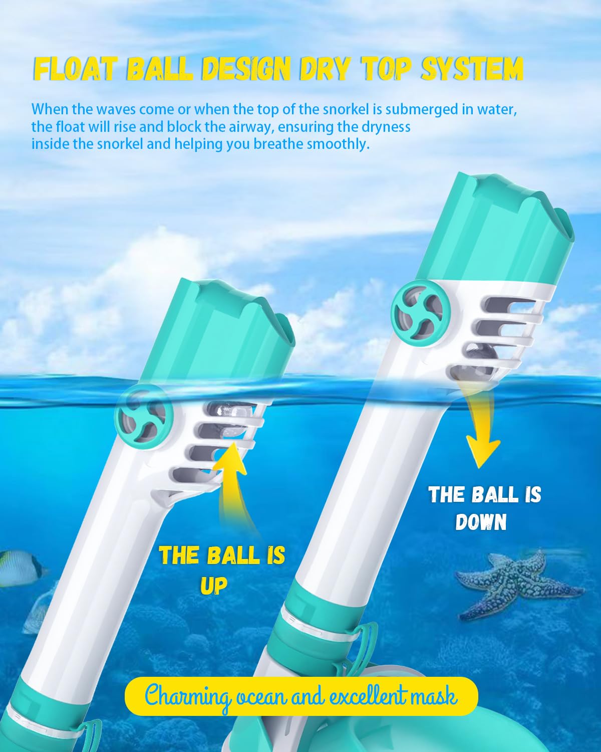 Wstoo Snorkeling Gear For Kids With Latest Dry Top Breathing System,Fold 180 Degree Panoramic View Kids Full Face Snorkel Mask A