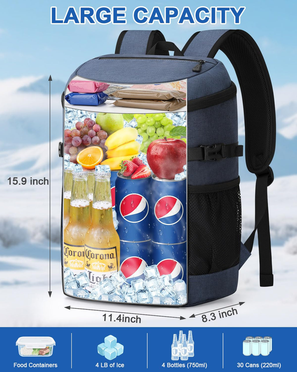 Pritent Cooler Backpack For Men Women Insulated Waterproof Backpack Cooler Leak Proof Cooler Bag Lightweight Lunch Backpack For