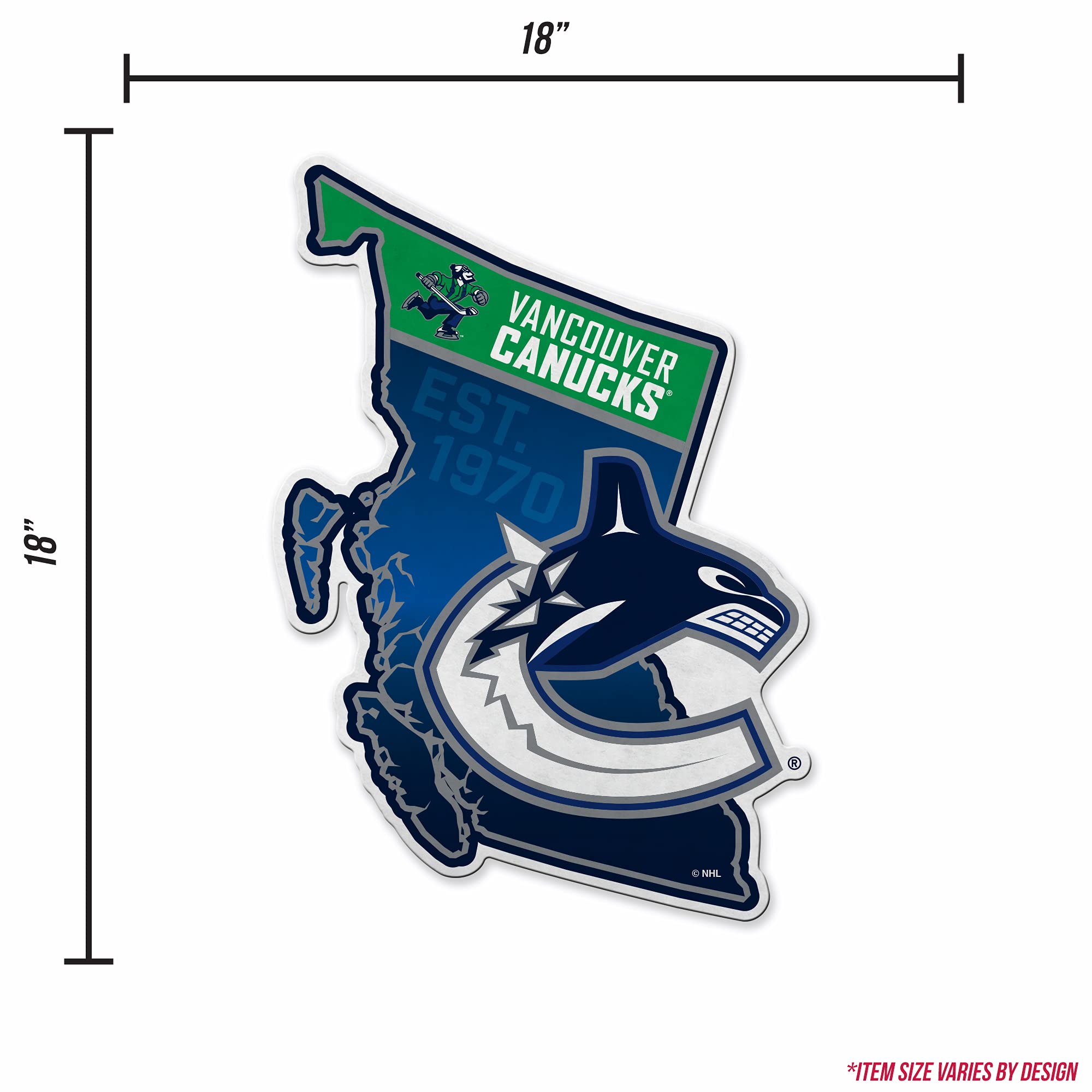 Rico Industries Nhl Vancouver Canucks State Shape Shape Cut Pennant - Home And Living Room D  Cor - Soft Felt Ez To Hang