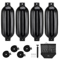 Affordura Boat Fender 4 Pack Boat Bumpers Fenders With 4 Ropes, Boat Bumpers For Pontoon Boat Fenders Inflatable (Black, 6.5 Inc