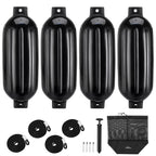 Affordura Boat Fender 4 Pack Boat Bumpers Fenders With 4 Ropes, Boat Bumpers For Pontoon Boat Fenders Inflatable (Black, 5.5 Inc