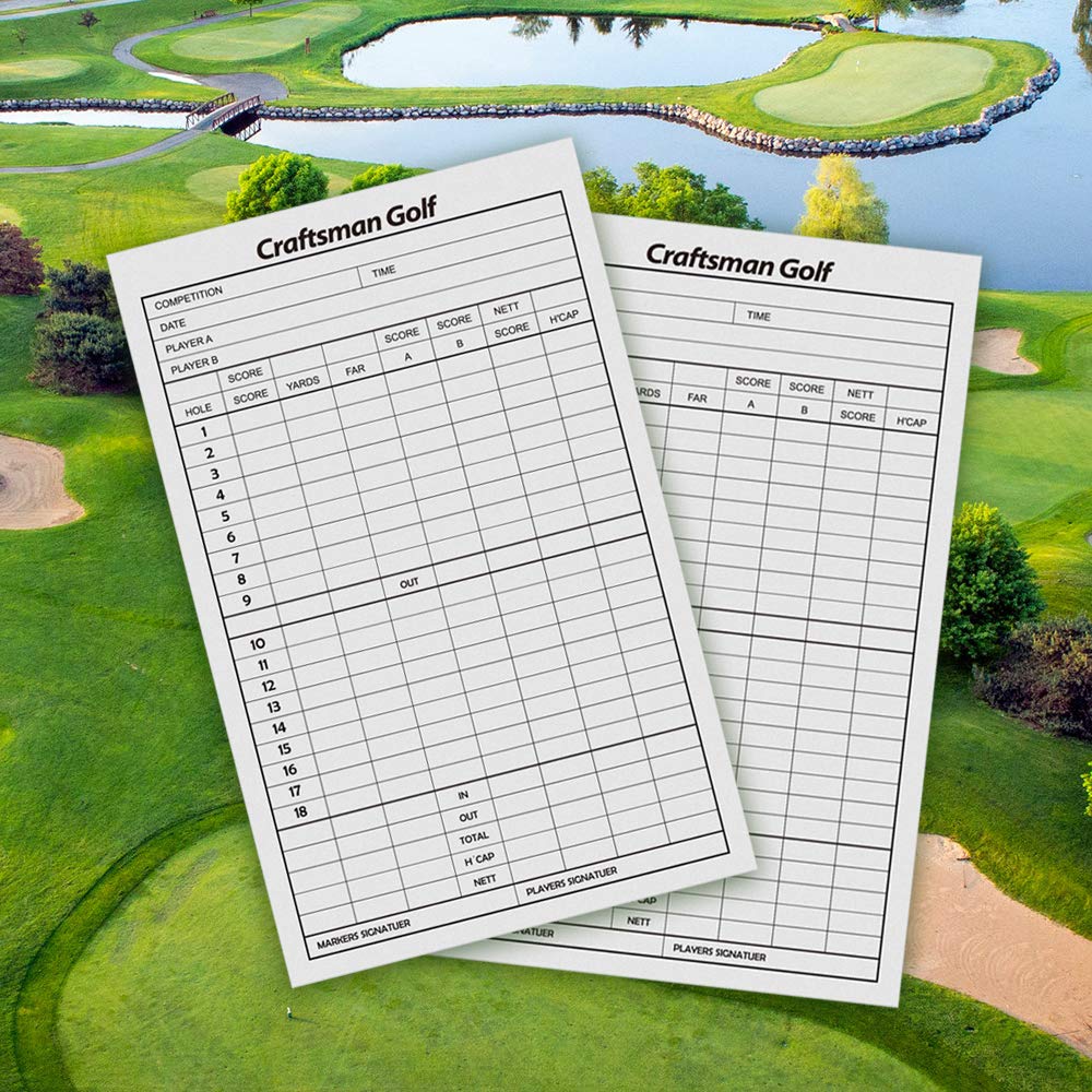 Craftsman Golf 10Pcs 6.3 X 4 Inch Golf Score Sheet Golf Scorecards Record Score Keeper Card Track Golf Stats