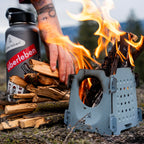 Berleben Stker Wood Burning Stove - Stainless Steel Portable Wood Stove - 18Oz Compact & Collapsible Flatpack Grill, Folding Sto