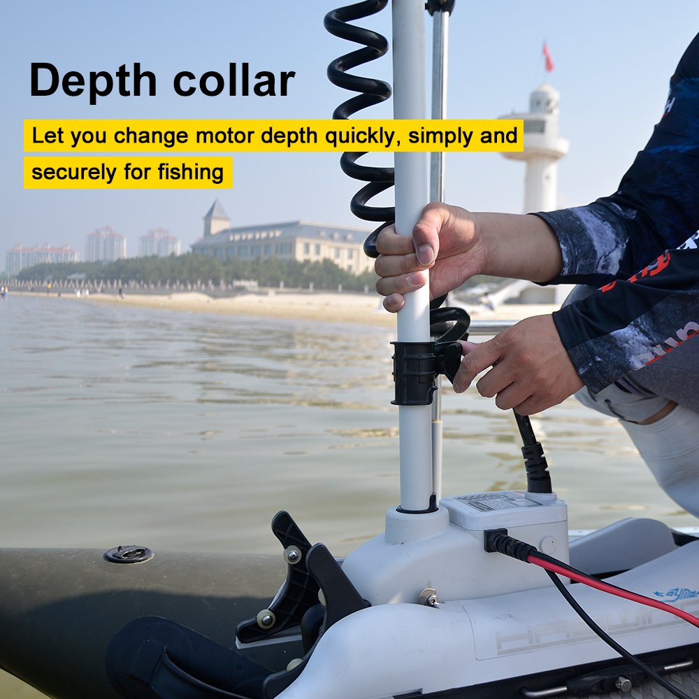 Aquos White Haswing 12V55Lbs 48Inch Electric Bow Mount Trolling Motor With Remote Control, Foot Control, Quick Release Bracket F