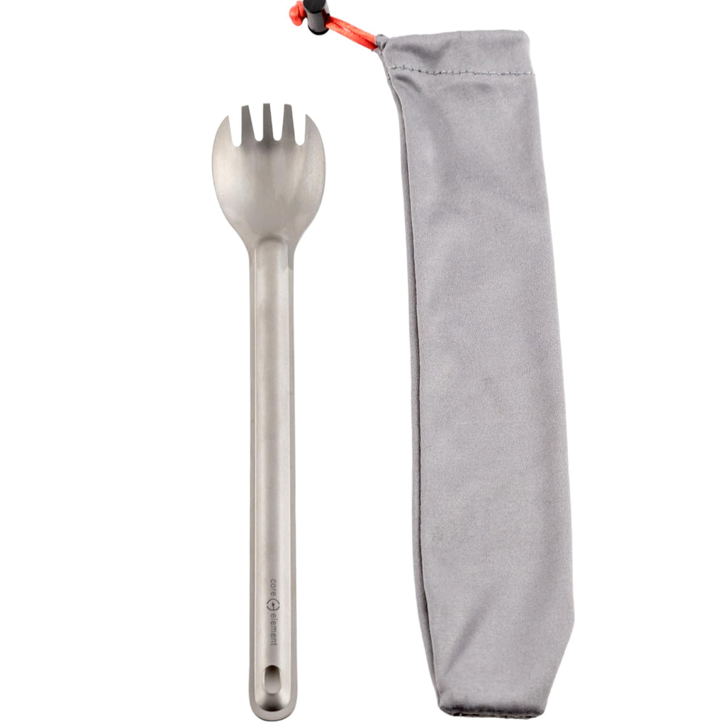 Core Element Pure Titanium 8.5'' Long Handle Spork Outdoor Ultralight Bushcraft Campfire Flatware For Camping Backpacking Great