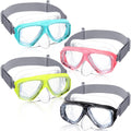Flutesan 4 Pcs Kids Youth Swim Goggles with Nose Cover Elastic Strap Diving Swim Mask Swimming Waterproof Snorkel Goggle(Black, 