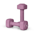 Tone Fitness 15 lb Neoprene Dumbbell Pair for Home Workouts - Non-Slip Design - Purple