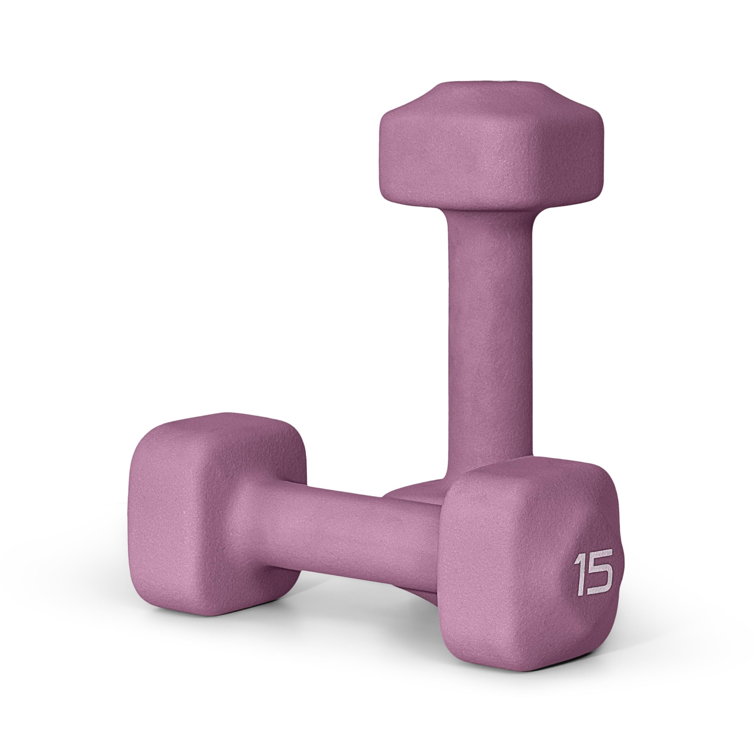 Tone Fitness 15 lb Neoprene Dumbbell Pair for Home Workouts - Non-Slip Design - Purple