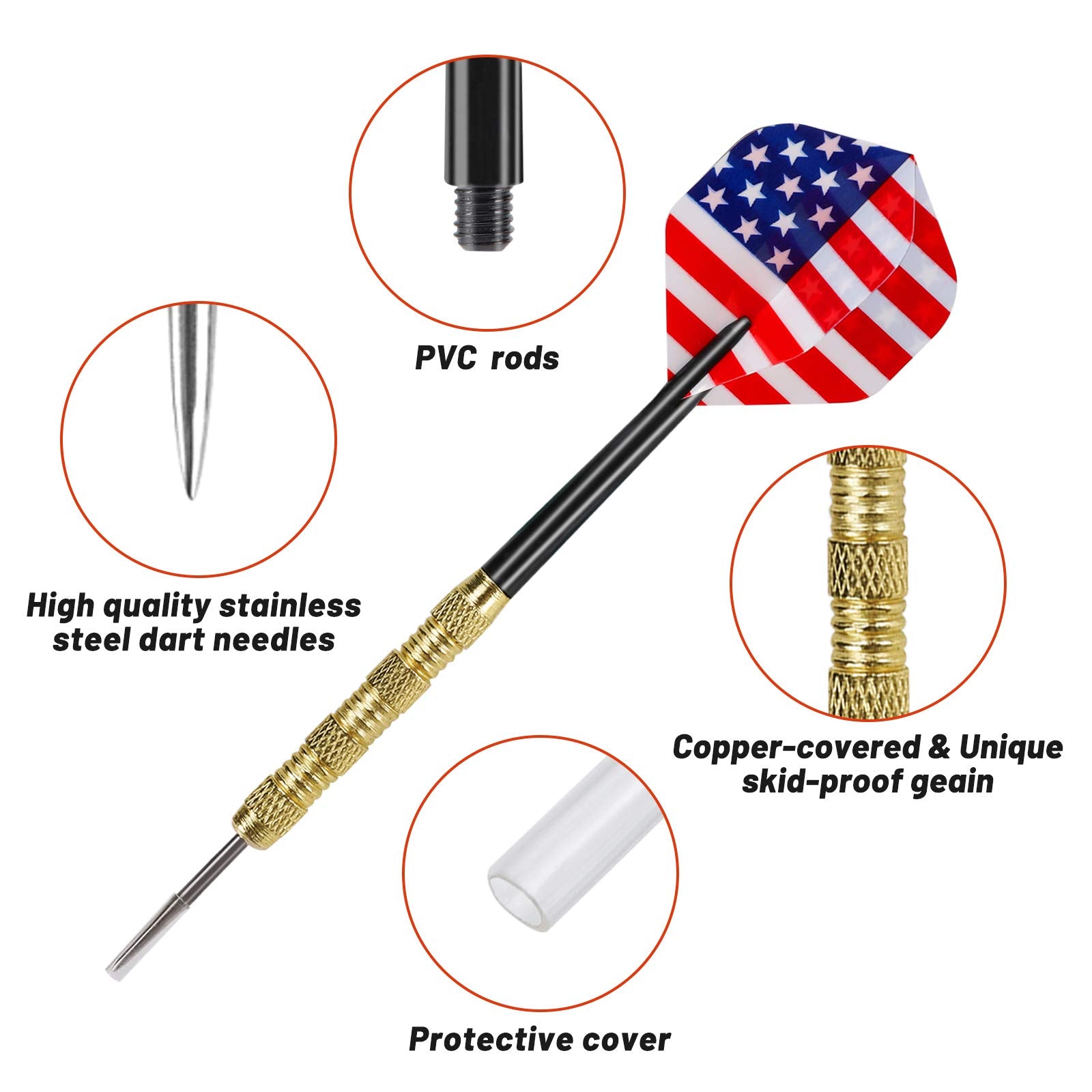 Accmor Metal Tip Darts, Steel Tip Darts, Professional Metal Darts, Darts Metal Tip Set, Metal Darts For Dartboard,18 Pcs