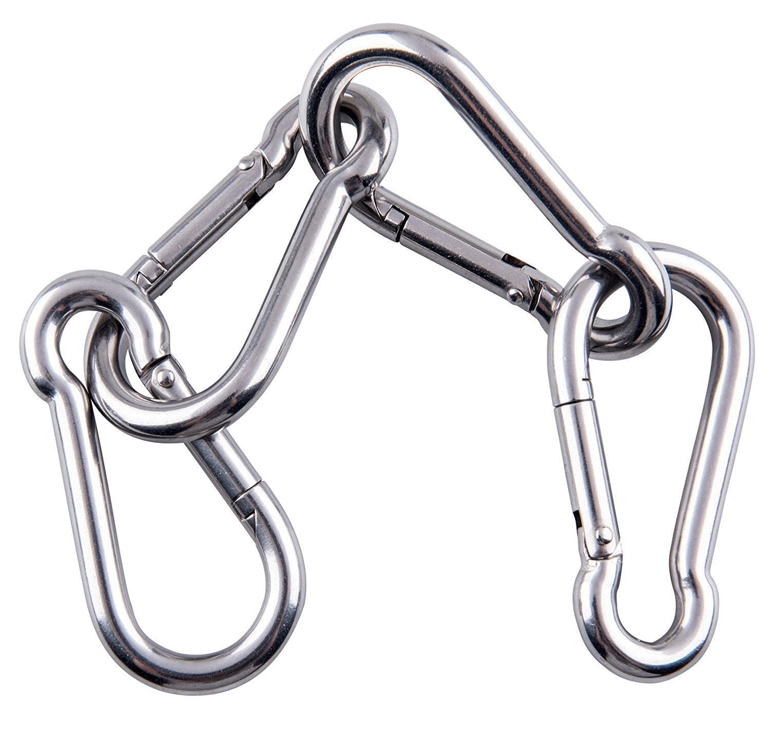 Sprookber Stainless Steel Spring Snap Hook Carabiner - 304 Stainless Steel Caribeener Clips, Set Of 6