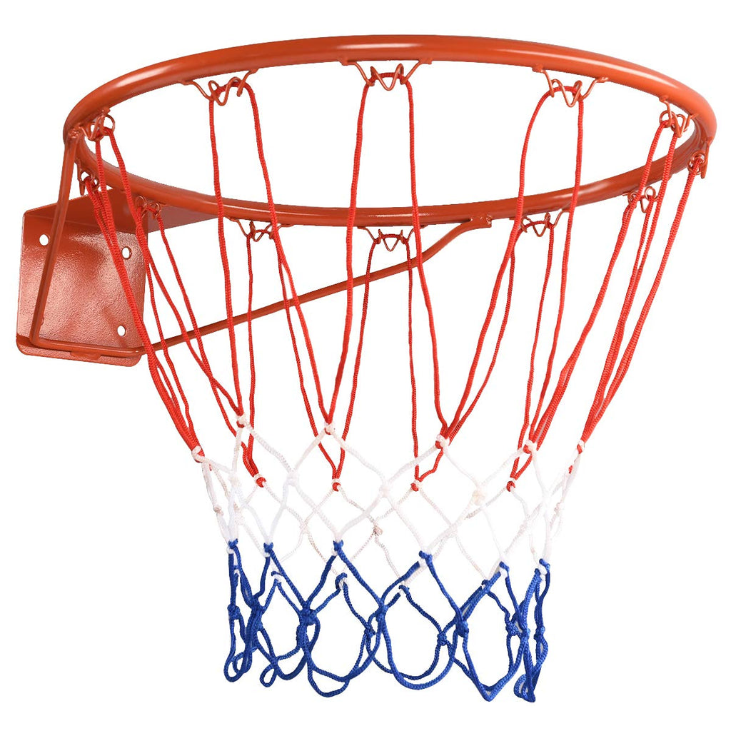 GYMAX Basketball Rim, 15/18 inch Basketball Rim Replacement with All-Weather Net, Basketball Hoop Replacement Rim Outdoor/Indoor