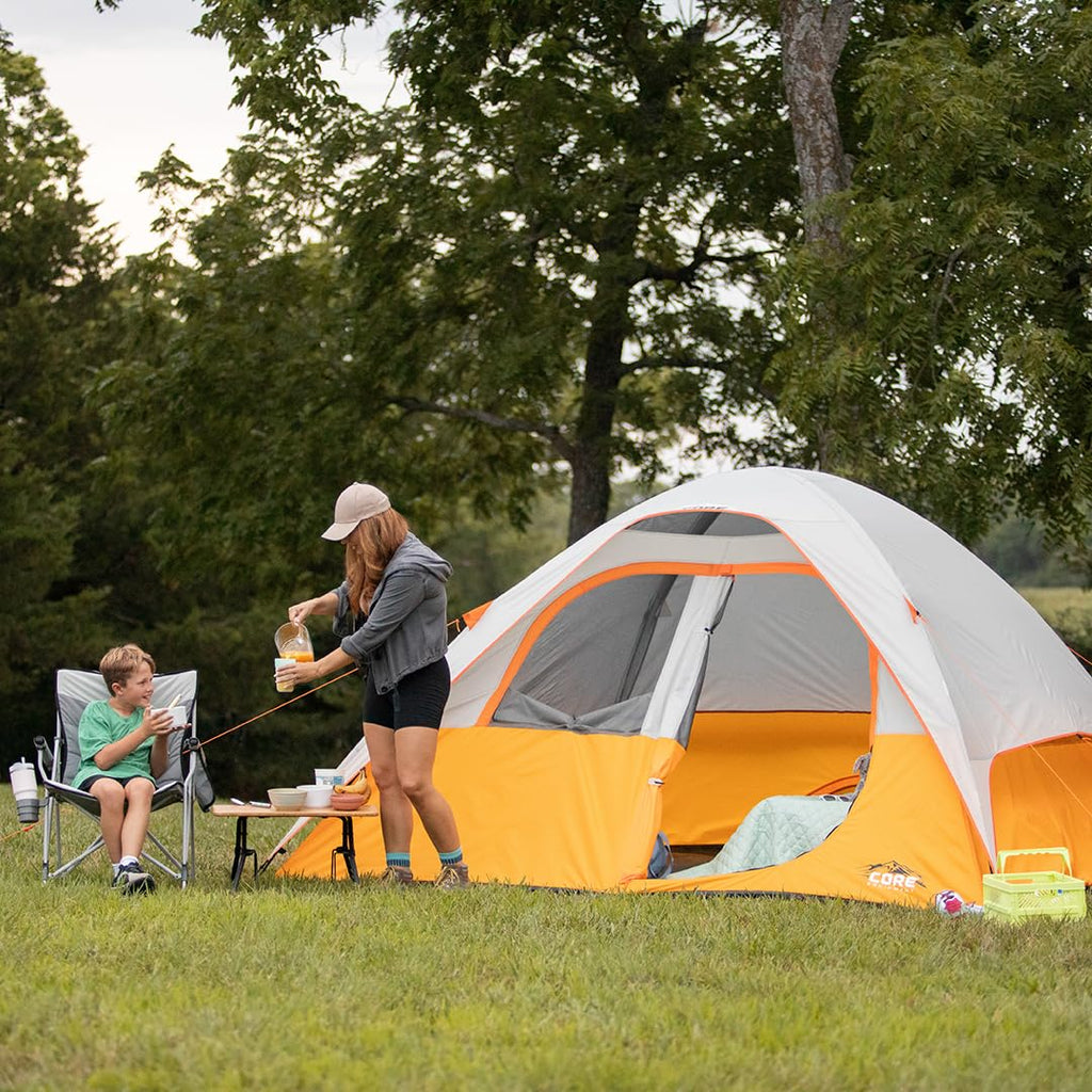 Core Tent 6 Person For Outdoor Family, Hiking, And Backpacking | Portable Dome Camp Tent With Storage Pockets For Camping Access