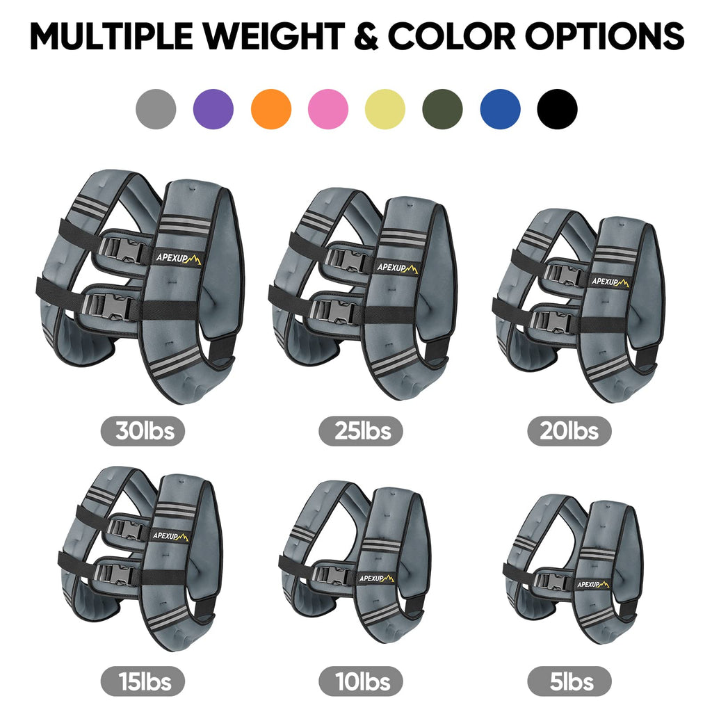 APEXUP 30lbs Weighted Vest Men Women, Weight Vest for Women Workout Equipment for Strength Training Running (Grey)