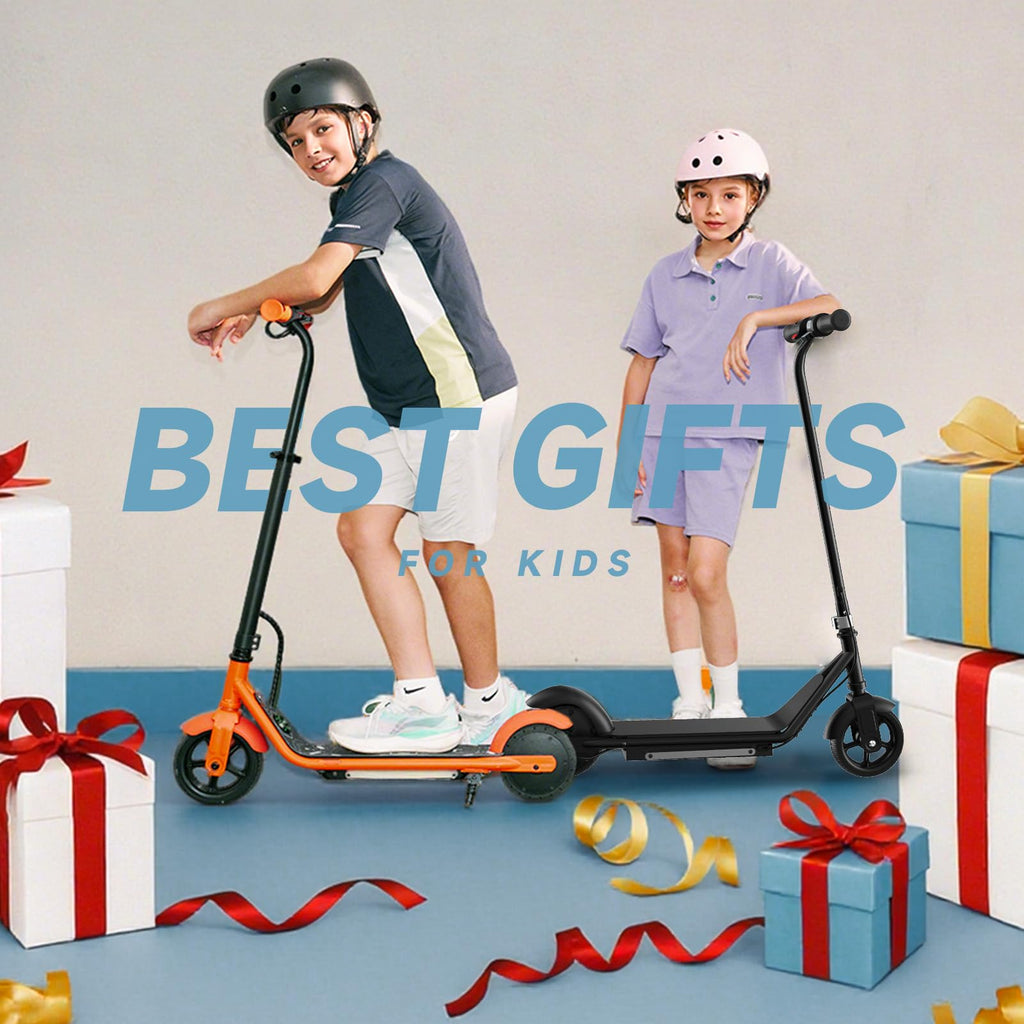 Electric Scooter for Kids 6-14 Years Old, 3 Safe Speeds (3/6/10 MPH), Colorful Lights, Magnetic Charging, Dual Brake System, Ide