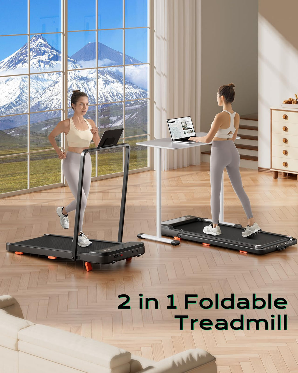 TREAFLOW Walking Pad,Treadmill with Incline for Home, 2.5HP Portable Under Desk Treadmill with 265 Lbs