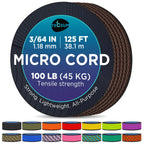 Teceum Micro Paracord - Chocolate - 1.18 Mm X 125 Ft - Micro Utility Cord - Thin Braided Paracord Rope Nylon Polyester - Wind Ch