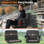 Suteck Dual-Side Heated Stadium Seat With Back Support, 21 Wide Cushion, Foldable Bleacher Chair W/Usb 3-Level Heating, 5 Storag