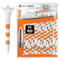 Full Choice Plastic Golf Tees 60 Pack (2-3/4) - Reduce Friction & Increase Distance, Golf Plastic Tees (White with Blue Strips