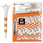 Full Choice Plastic Golf Tees 60 Pack (2-3/4) - Reduce Friction & Increase Distance, Golf Plastic Tees (White with Blue Strips