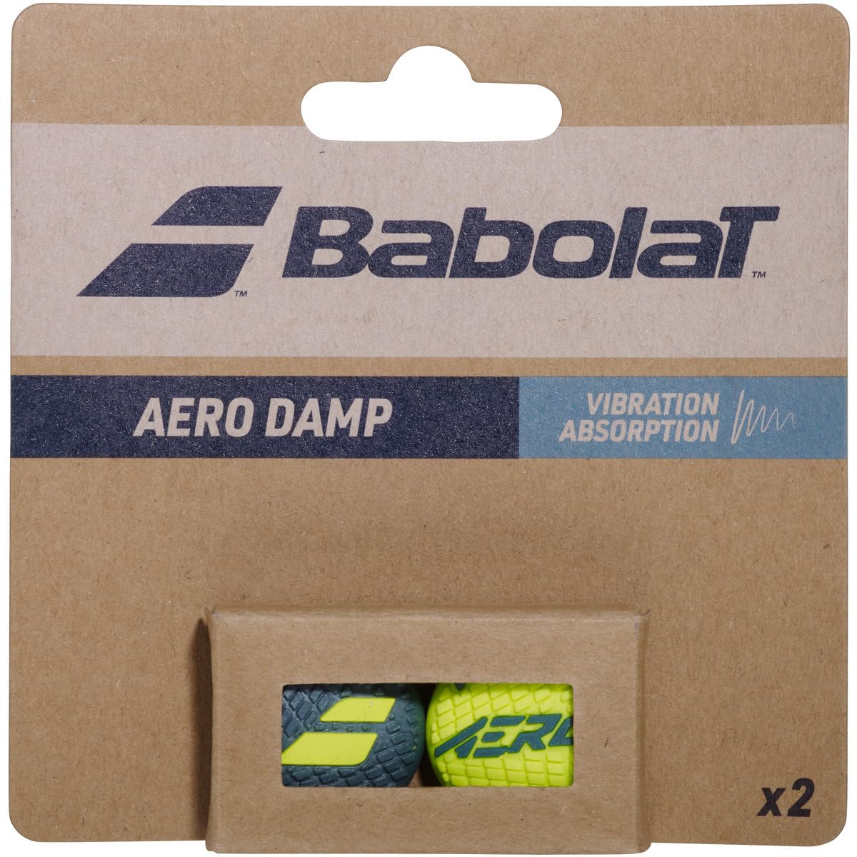Babolat Aero Damp x2 Tennis Vibration Dampener (Grey Green/Yellow)