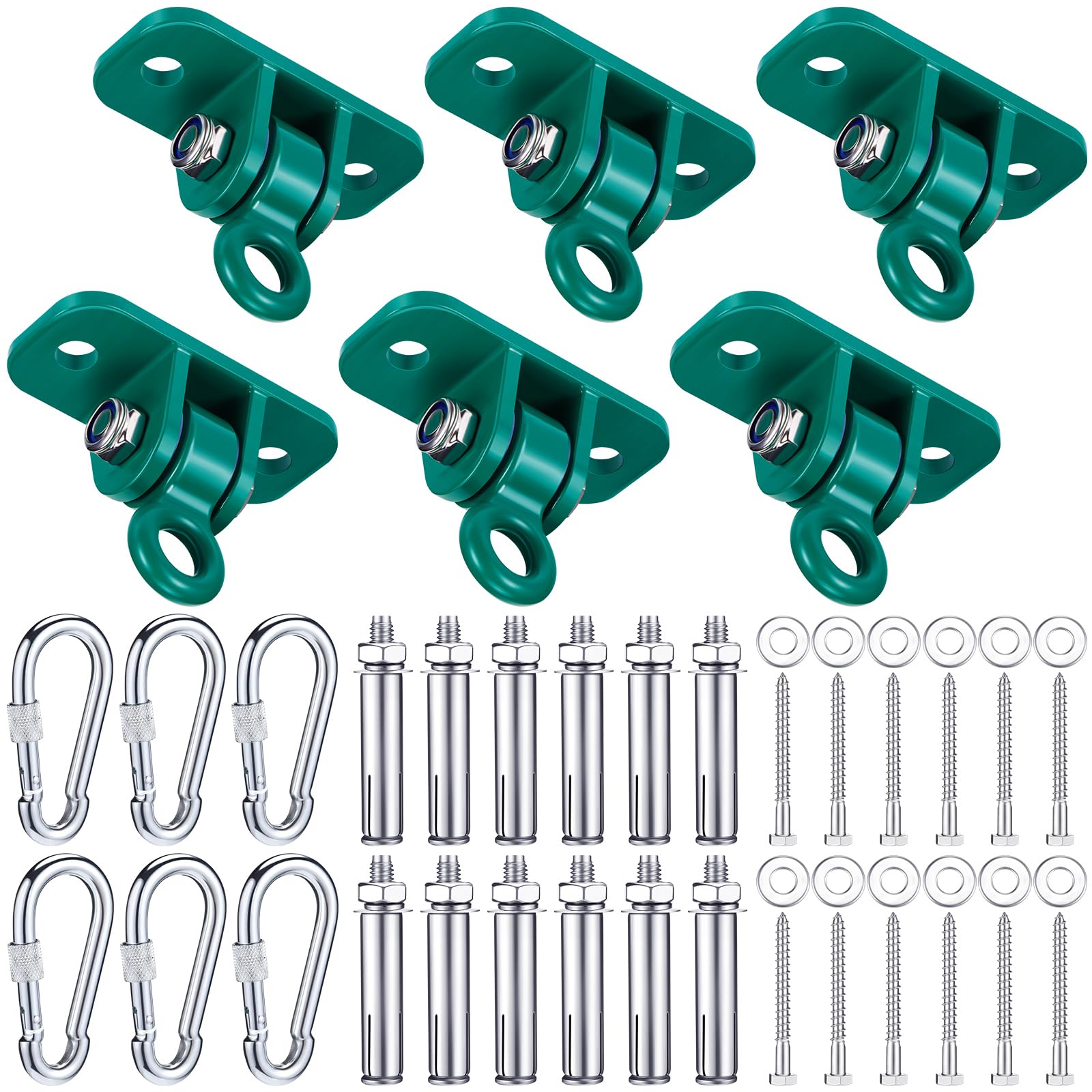 Tandefio 6 Sets of Robust Swing Hangers for Wooden Concrete Set with Swing Hooks Screws Bolts Washers Swingset Accessories for P