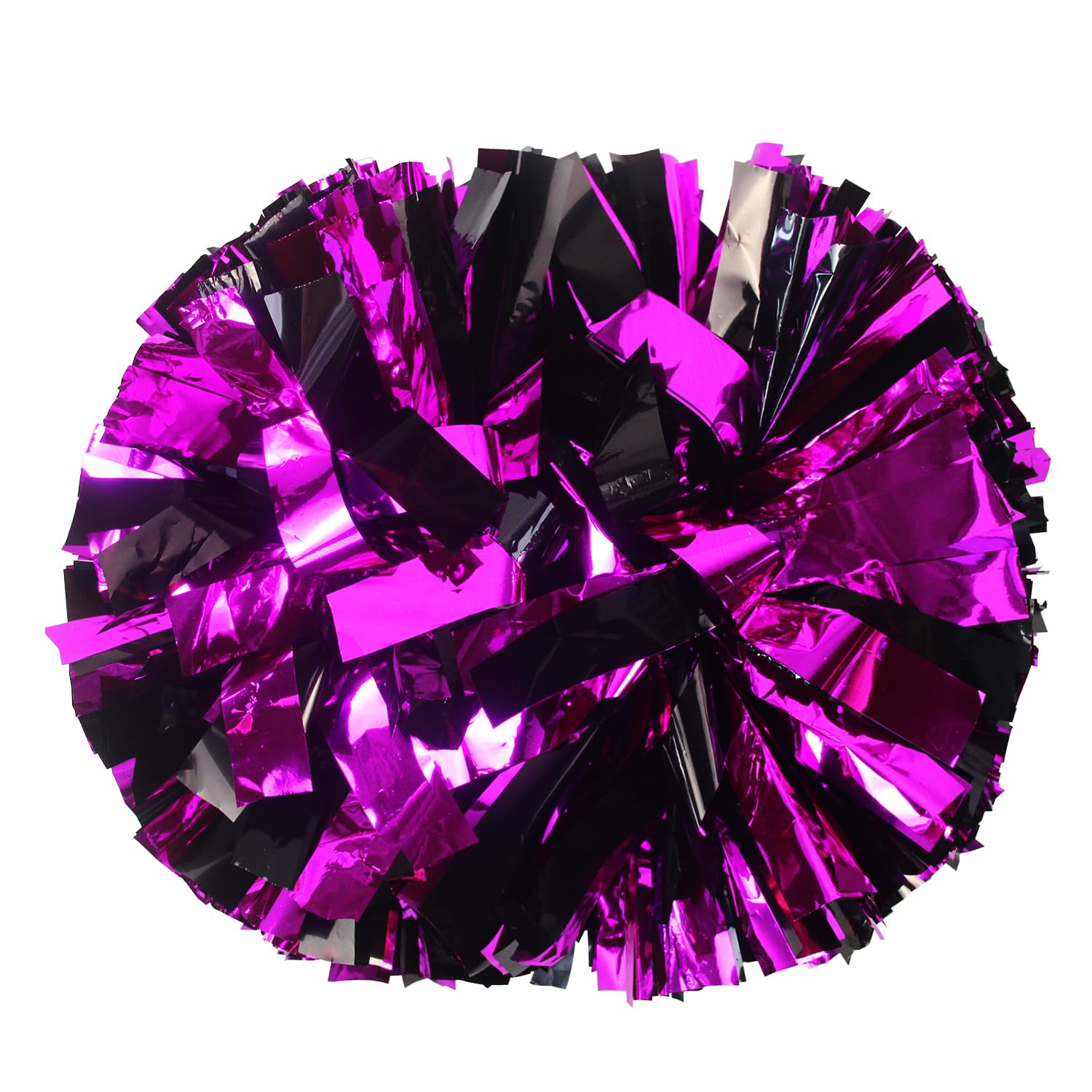 Lovecheer 2Pcs Hot Pink And Black Pom Poms Cheerleading Metallic Cheer Pom Poms With Handle For Dance Party Sports Spirits