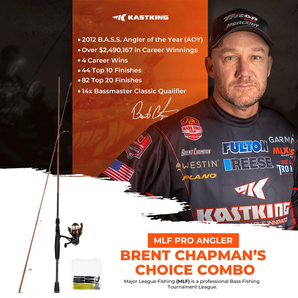 Kastking Brent Chapman Spinning Reel And Rod Combo, Tailored Tackle Kits, Pre-Spooled Design, Im6 Graphite 2Pc Blanks, 5.2:1 Gea