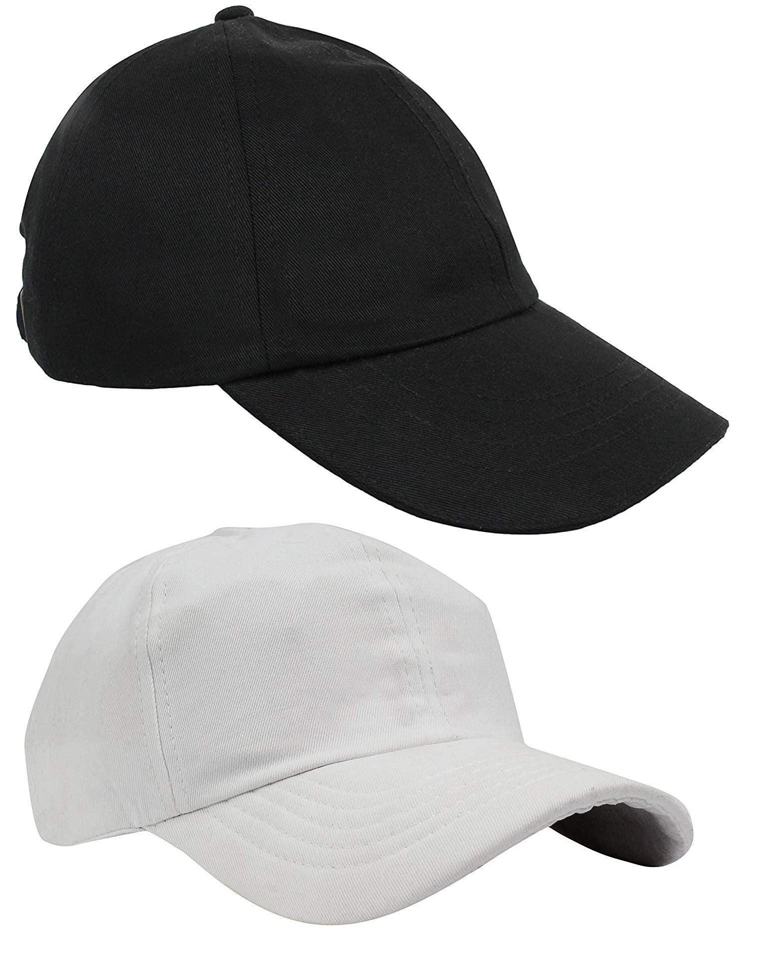 Zacharias MenS Cotton Baseball Cap Black & White Free Size Pack Of 2