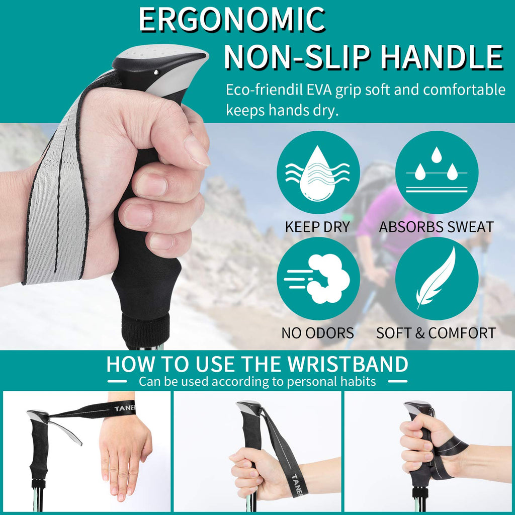 Esup Trekking Poles Collapsible For Hiking Aluminum Alloy 7075 Hiking Poles 2Pc Pack Adjustable Quick Lock For Hiking, Camping,
