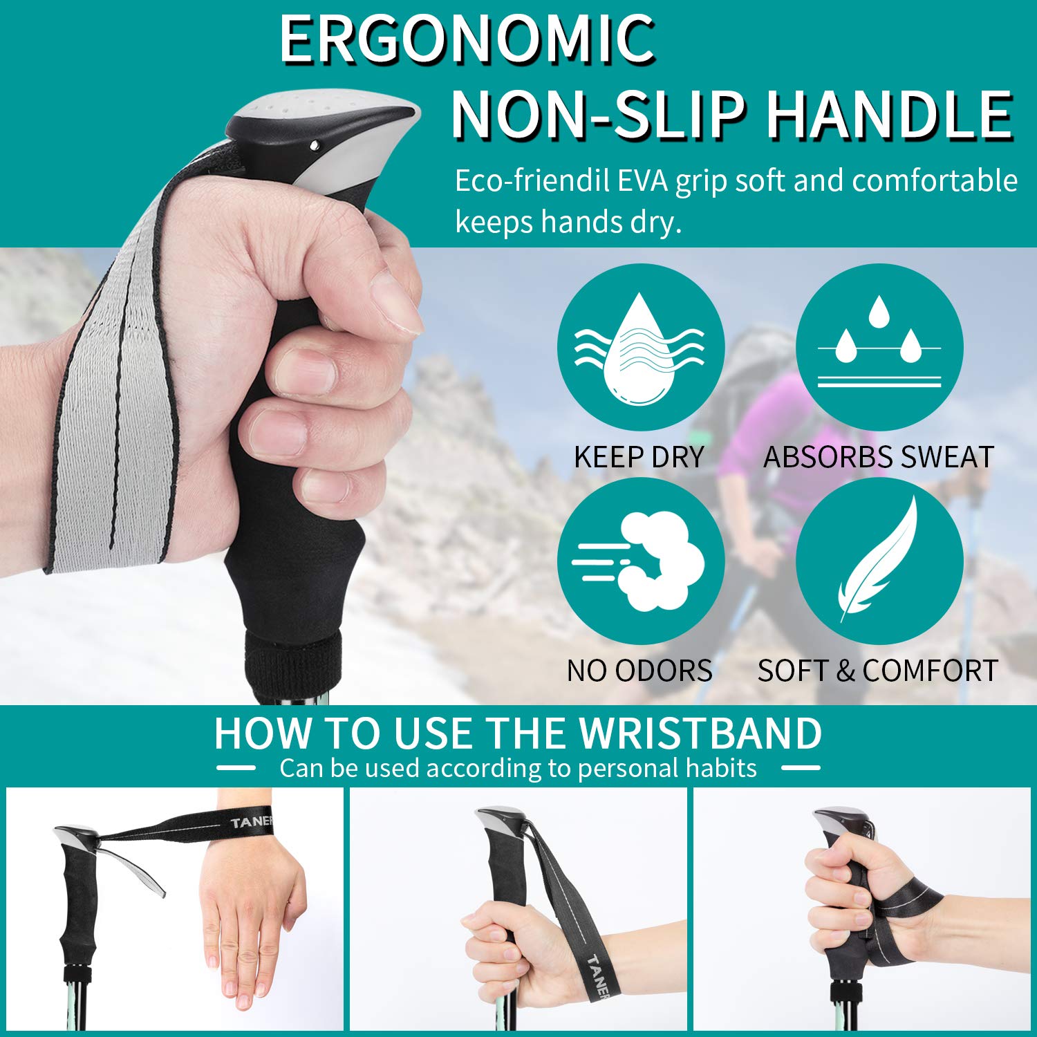 Esup Trekking Poles Collapsible For Hiking Aluminum Alloy 7075 Hiking Poles 2Pc Pack Adjustable Quick Lock For Hiking, Camping,