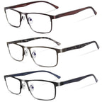 Lcbestbro 3 Pack Business Blue Light Blocking Reading Glasses For Men, 25 Metal Readers