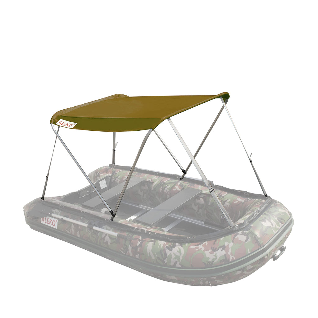 Aleko Boat Bimini Canopy Tent Top  Sun Shelter Sunshade For 12.5 Ft Long Inflatable Boats  4.3 X 3.7 Ft  Wheat Color