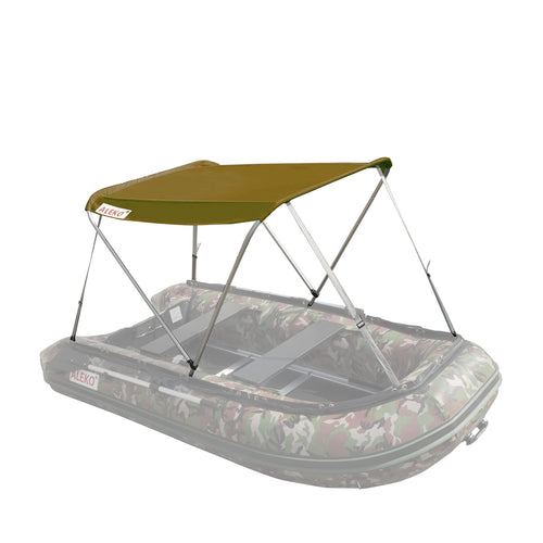 Aleko Boat Bimini Canopy Tent Top  Sun Shelter Sunshade For 12.5 Ft Long Inflatable Boats  4.3 X 3.7 Ft  Wheat Color