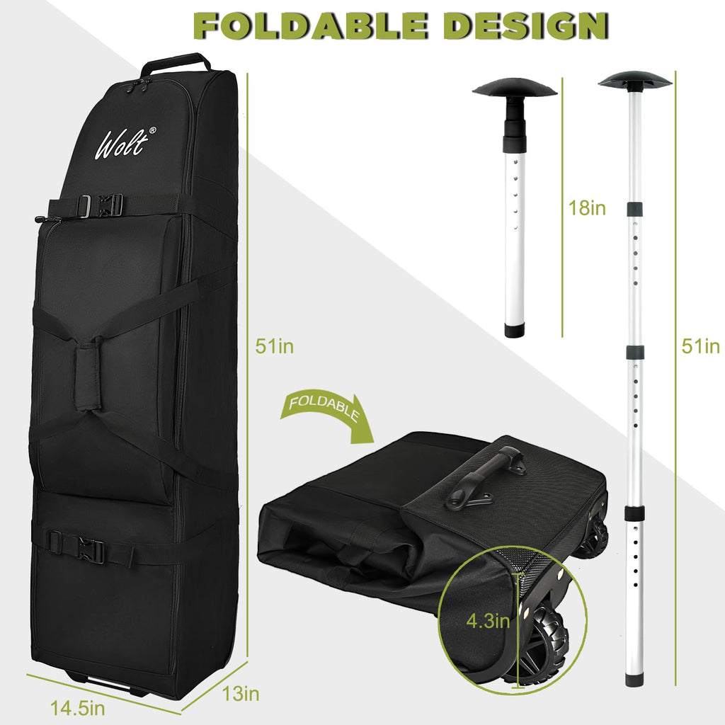 Wolt  Golf Travel Bag With Anti-Impact Support System - Soft Padded Golf Travel Case For Airlines, 900D Heavy Duty Oxford Fabric