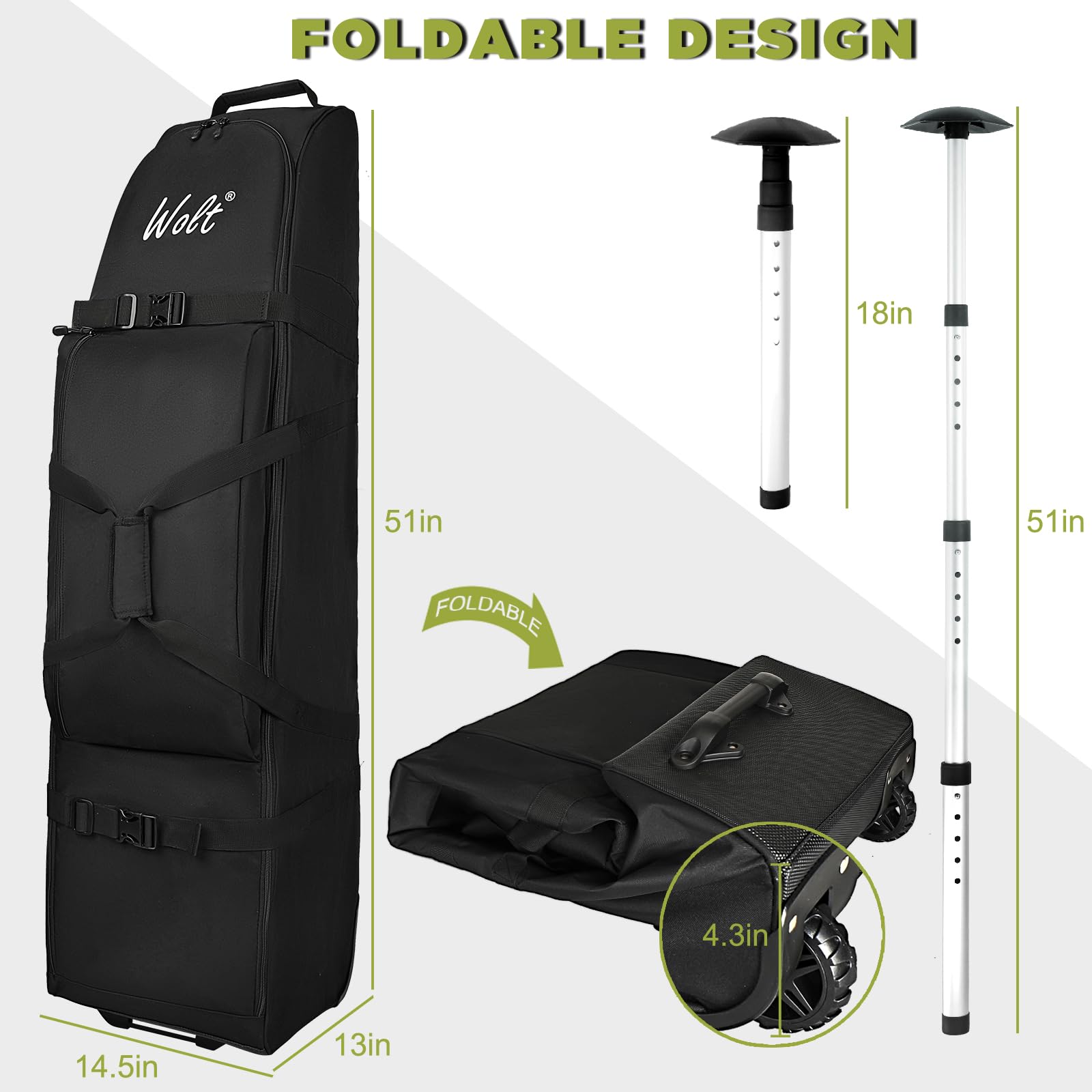 Wolt  Golf Travel Bag With Anti-Impact Support System - Soft Padded Golf Travel Case For Airlines, 900D Heavy Duty Oxford Fabric