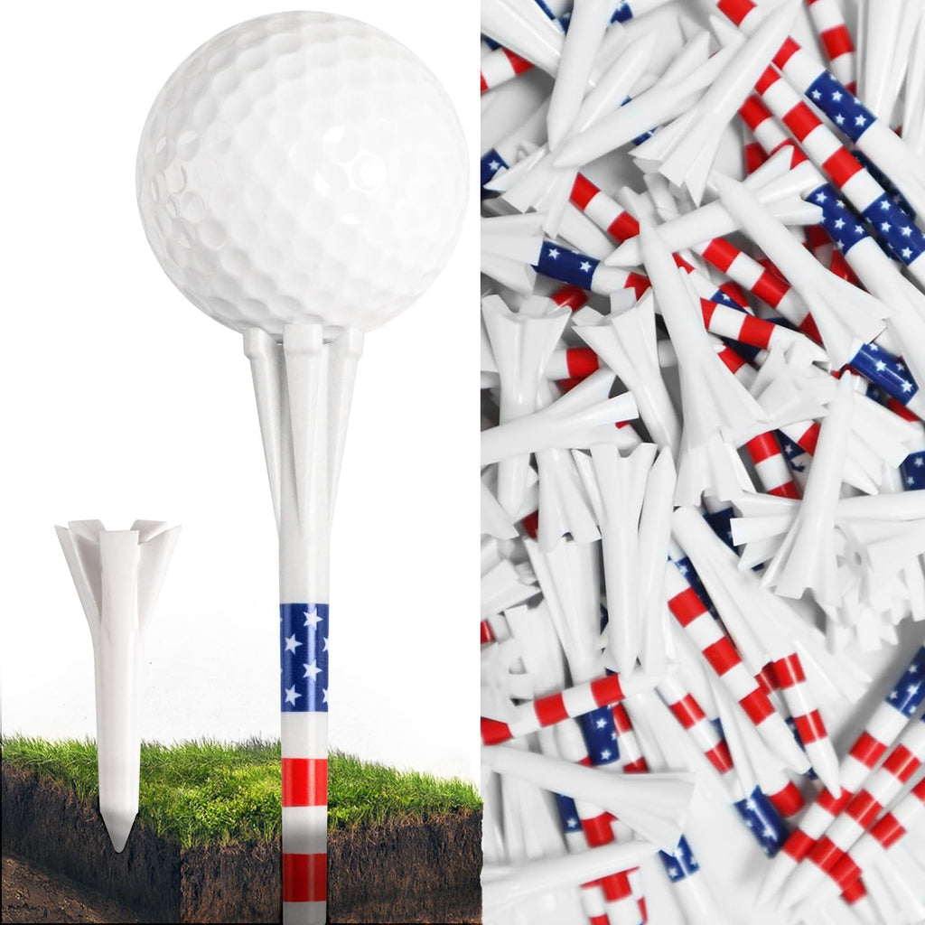 Finger Ten Golf Tees Plastic 3 1/4 2 3/4 1 1/2 Inch Unbreakable Pink Usa Colored Long Short Tees Iron Shots Easy To Find 100 Pac
