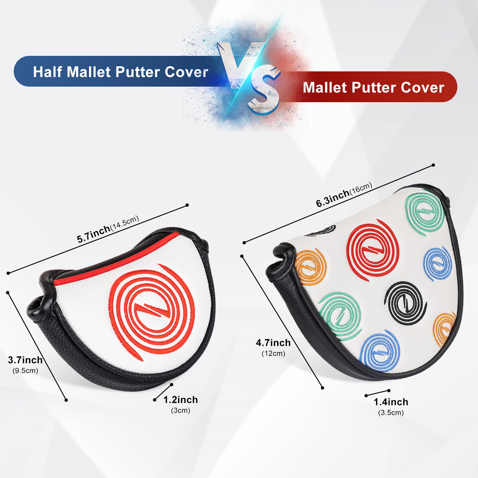 Mid Mallet Putter Cover Small Golf Headcover Club Head Protector Magnetic Closure For Odyssey White Hot Pro
