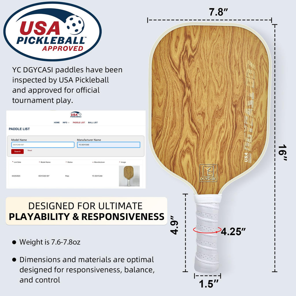 13 Mm Pickleball Paddles Set Of 2, 2023 Usapa Approved, Carbon Fiber Surface (Chs), Polypropylene Honeycomb Core, Anti-Slip Swea