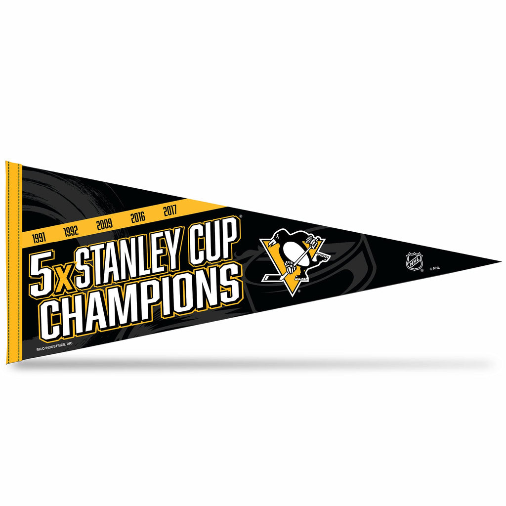 Rico Industries Nhl Hockey Pittsburgh Penguins Multi Champ 12'' X 30'' Felt Wall D  Cor Pennant - Great For Home/Bed Room/Man Ca