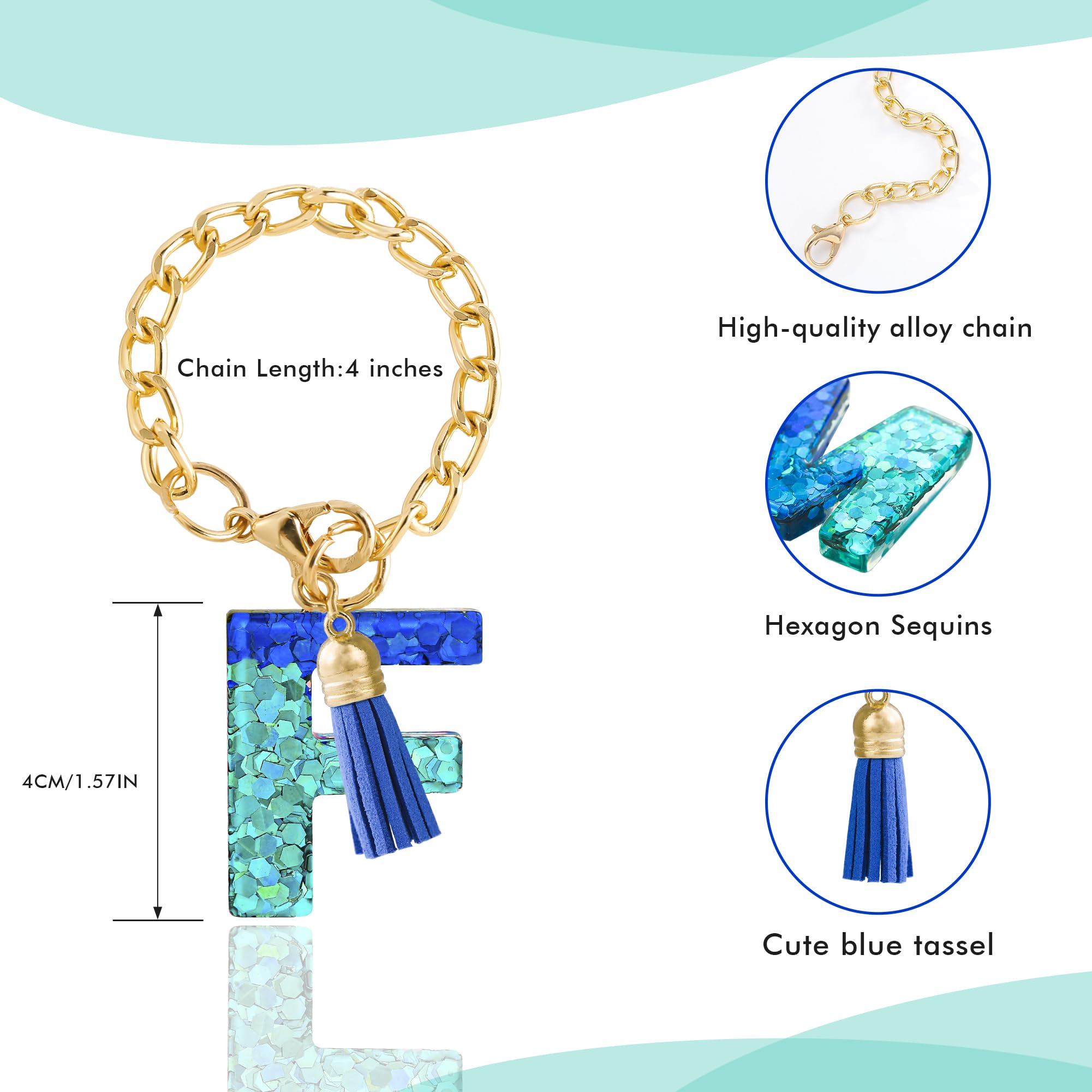 Letter Charm Accessories for Stanley Cup 1 PCS Cute Initial Keychain Handle Charm for Stanley Tumbler for Women Blue Letter F
