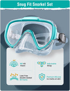 Seovediary Snorkel Set Adults Snorkeling Gear Anti-Fog Panoramic View Swim Mask Dry Top Snorkel Kit With Carry Bag For Snorkelin