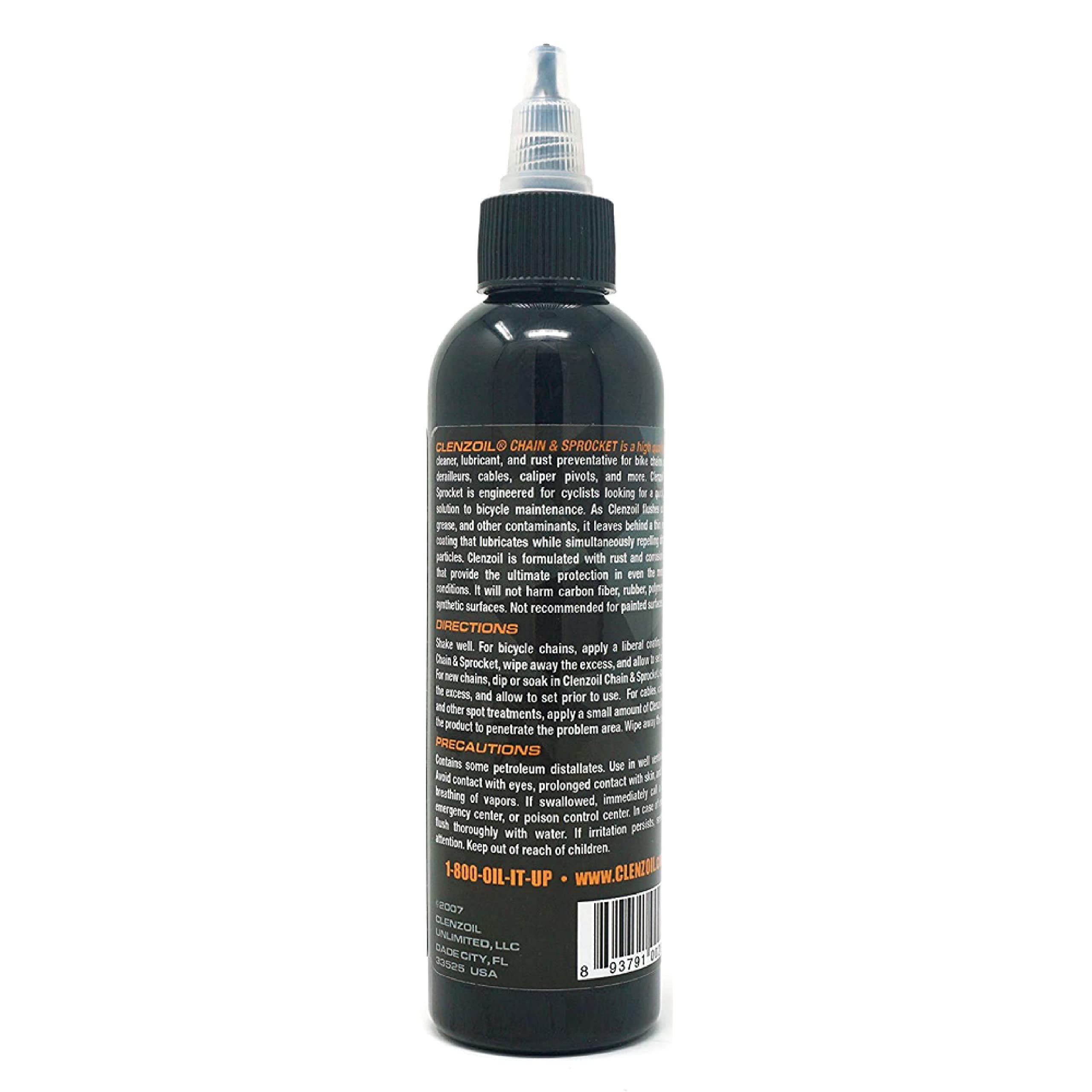 Clenzoil Chain & Sprocket Bike 4 Oz. Bottle | Cleaner Lubricant Protectant [Clp] | Bike Chain Cleaner + Chain Lube In One | Wet