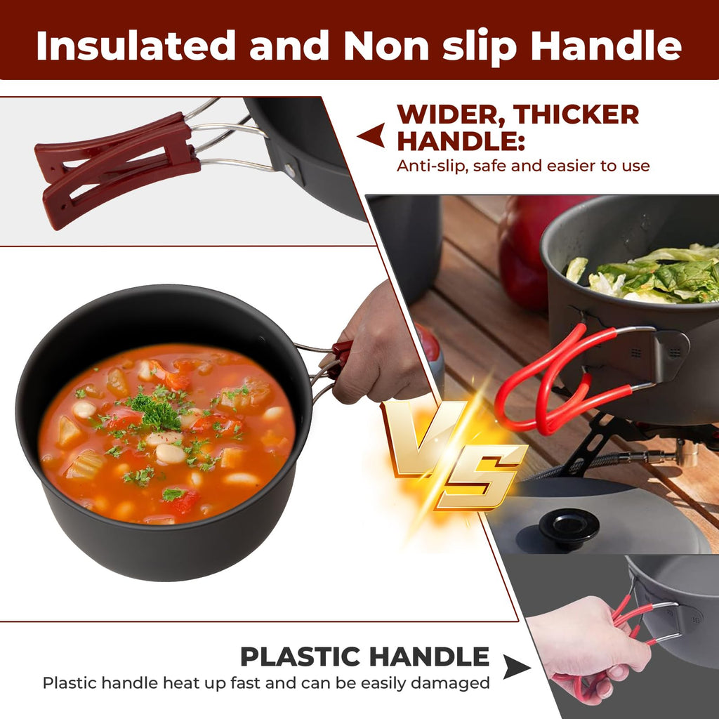Bulin Camping Cookware Mess Kit, Nonstick Backpacking Cooking Set, Outdoor Cook Gear For Family Hiking, Picnic Lightweight Cookw