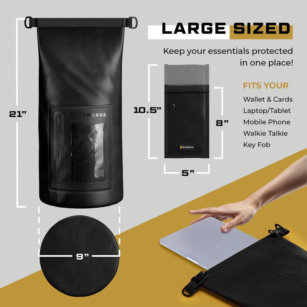 Gardava Faraday Bag, Military Grade Shield Bag, Waterproof Emp Cage, Dry Bag For Laptops & Phones, Go Dark Large Faraday Bags