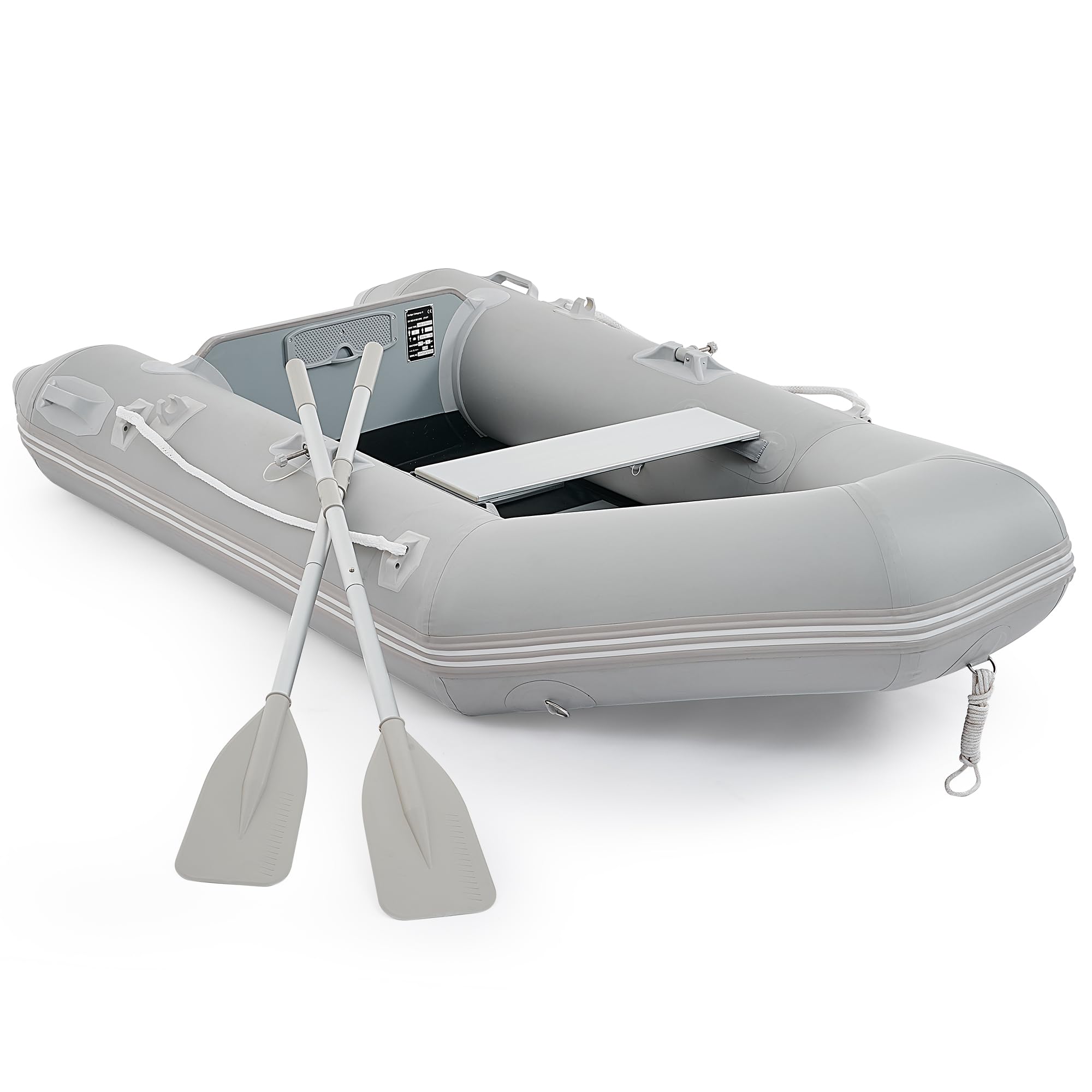 CO-Z 7.5ft Inflatable Dinghy Boat for 2 Adults, 660lb Capacity Heavy-Duty PVC Raft with Aluminum Floor & Oars, Motor Mount, Port