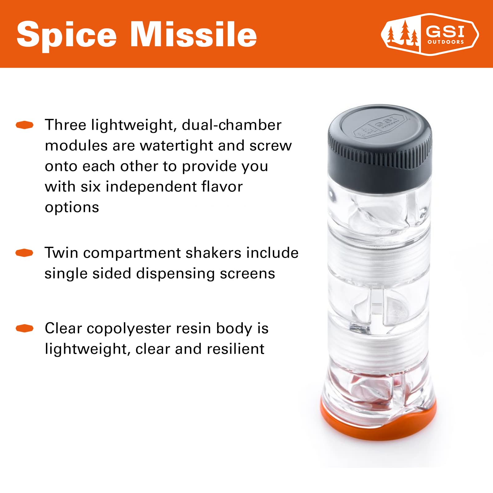 Gsi Outdoors - Spice Missile: Lightweight, Modular Spice Carrier For Travel, Camping And Outdoors