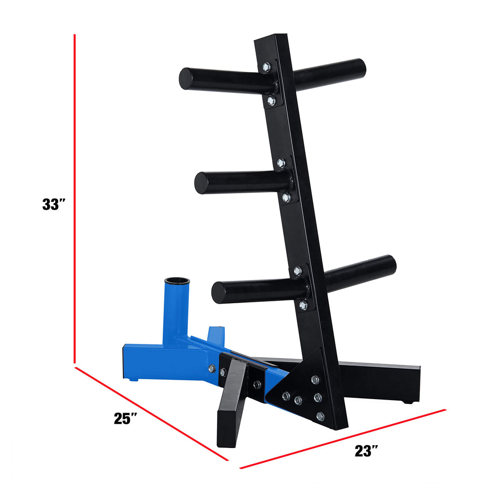 Cap Barbell Olympic Plate Tree Storage Rack For Weights And Bar, Blue