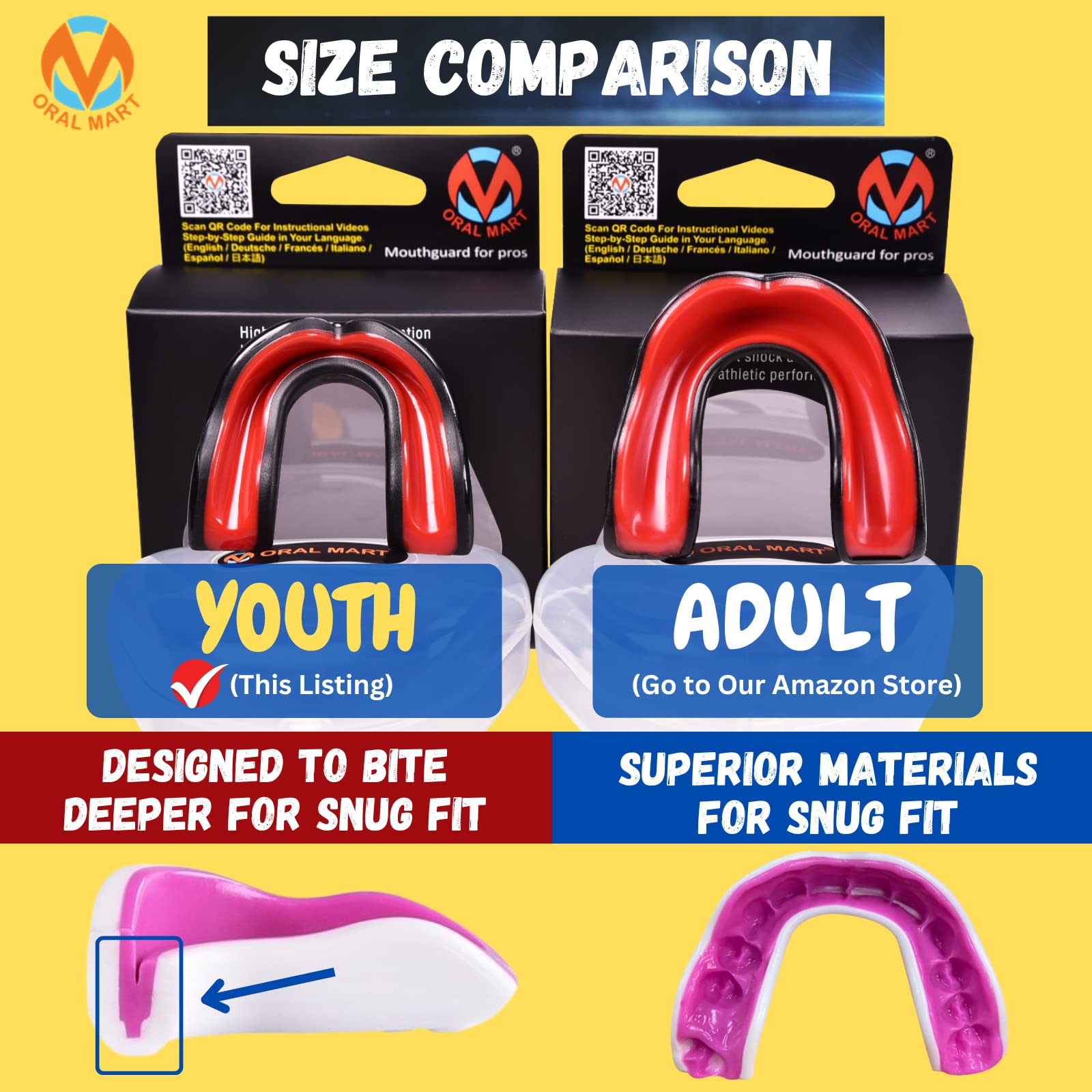 Oral Mart Black/Red Youth Mouth Guard For Kids - Youth Mouthguard For Karate, Flag Football, Martial Arts, Taekwondo, Boxing, Fo